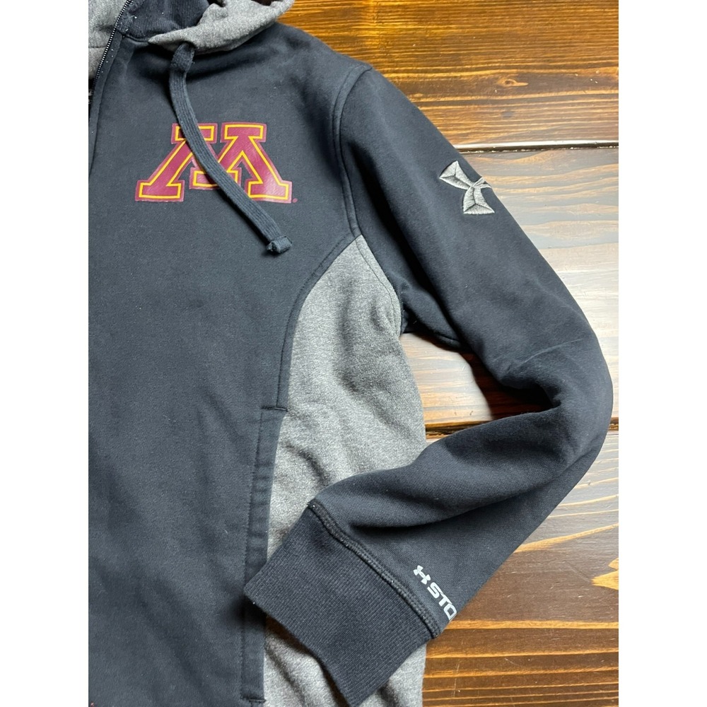 Under armour Jacket Mens Medium Black Gray NCAA Minnesota Golden Gophers Hoodie - Picture 3 of 7